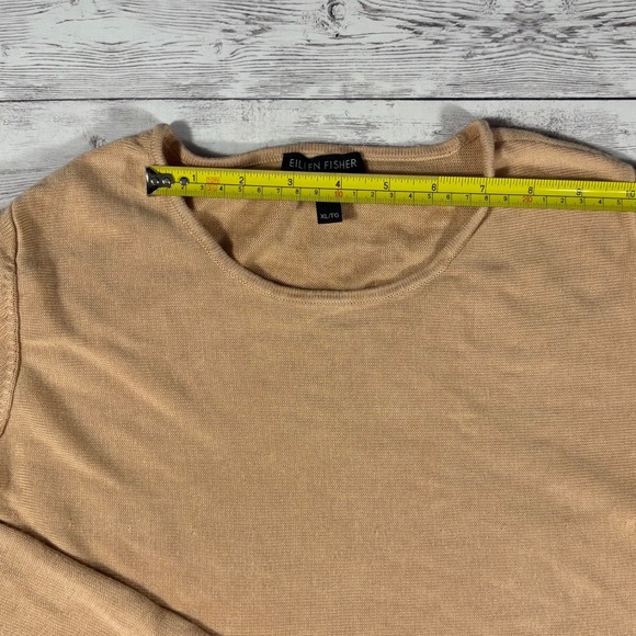 EILEEN FISHER Peach Textured Knit Long Sleeve Sweater Tunic Top XL TG - Picture 9 of 16